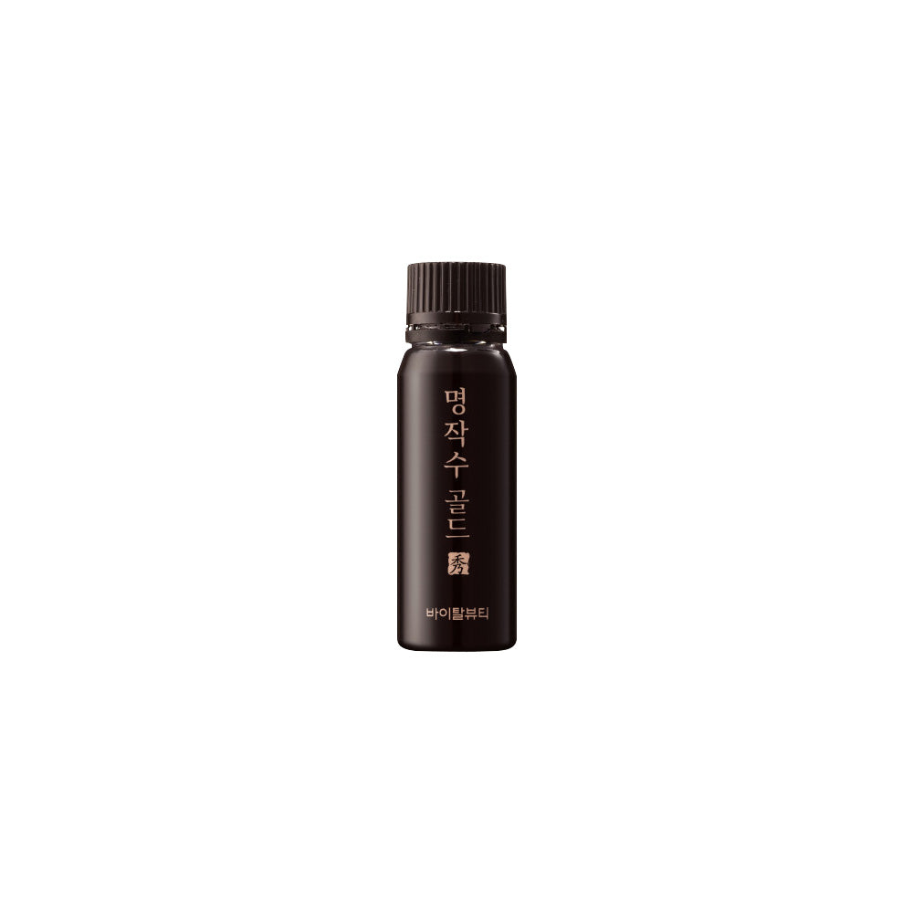 a black bottle of VITALBEAUTIE Red Ginseng Gold Extract Ampoule on white background