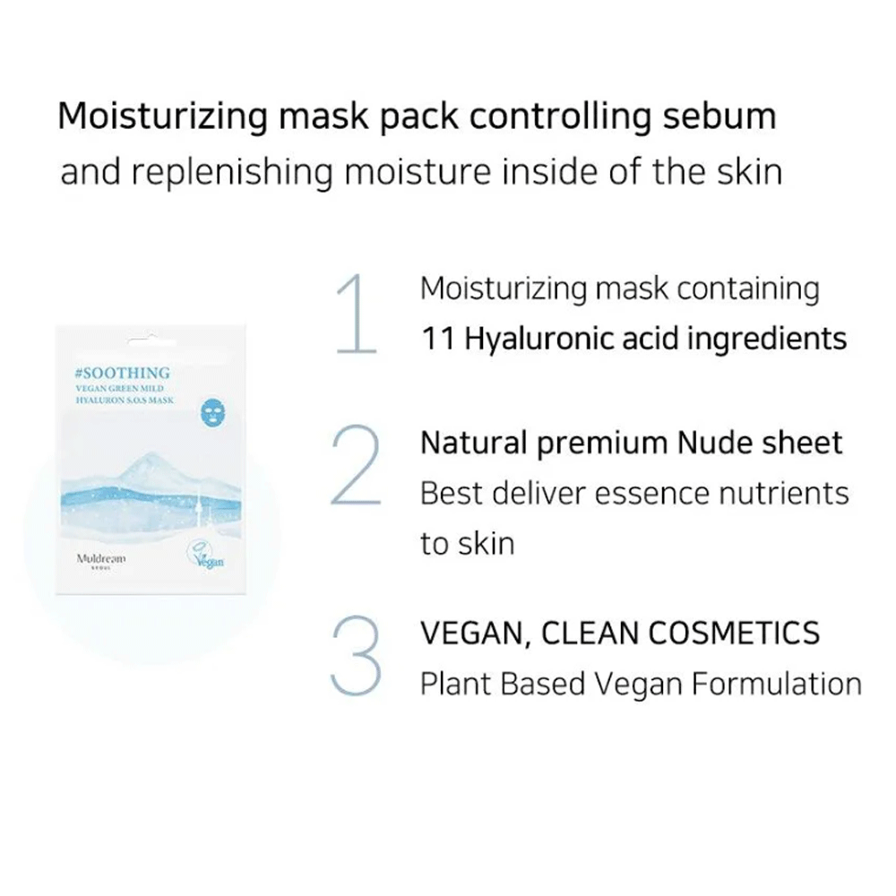 Muldream Vegan Green Mild Hyaluron S.O.S Mask 25ml *10 pcs