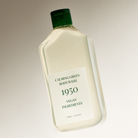A duo set of 1950 Jeju Body Wash and Scrub, designed for a soothing cleanse with natural elements and stylish presentation.