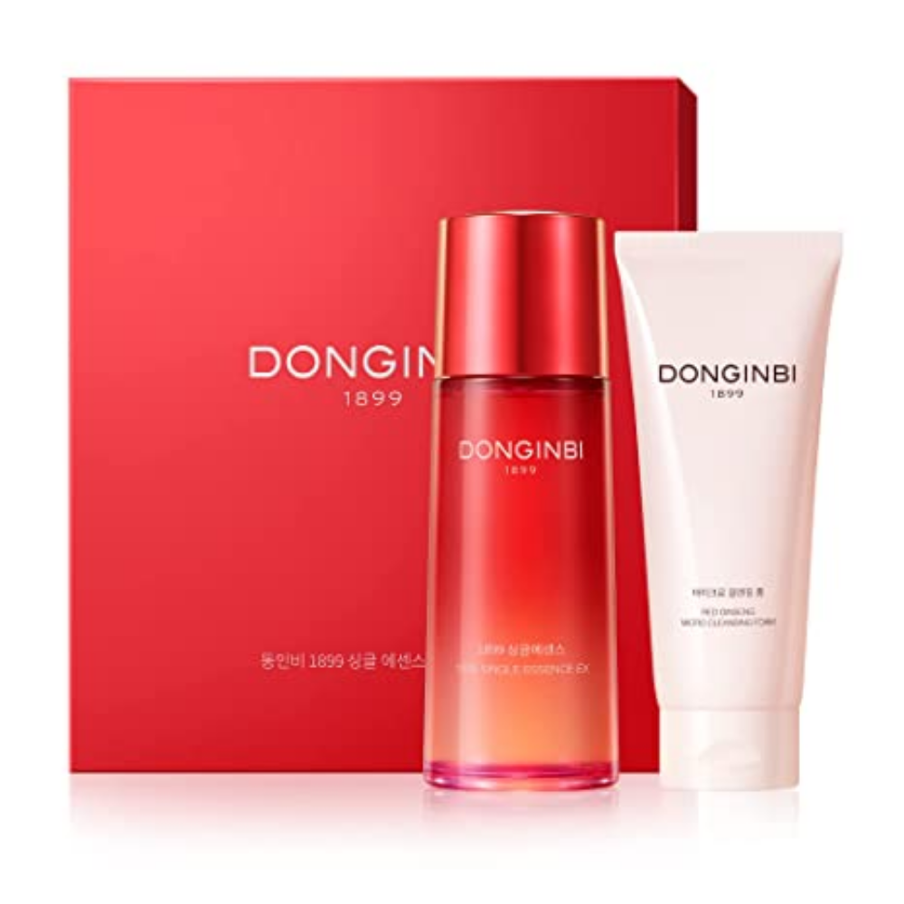 DONGINBI 1899 Single Essence EX 70ml & Cleansing Foam 50ml Special Set - Anti-Aging face essence with Korean Red Ginseng for Radiance and Repair - Dodoskin