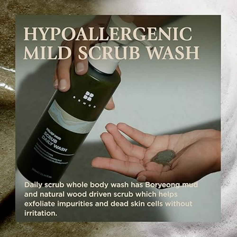 BRMUD Relief Mud Scrub Daily Wash 500ml a combination of rejuvenating and refreshing