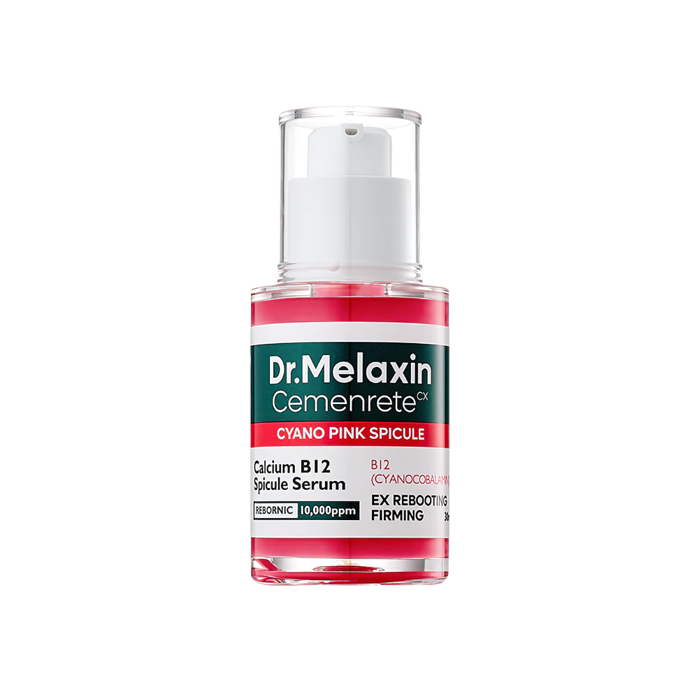 Dr. Melaxin Cemenrete Cyano Pink Spicule Serum in a 30ml bottle, designed for skin rejuvenation and hydration.