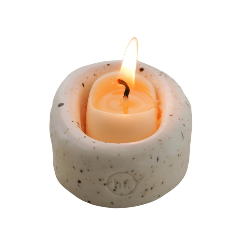 HONEY FLAMINGO 5735 Candle & Holder Gift Set Oatmeal Stone Version