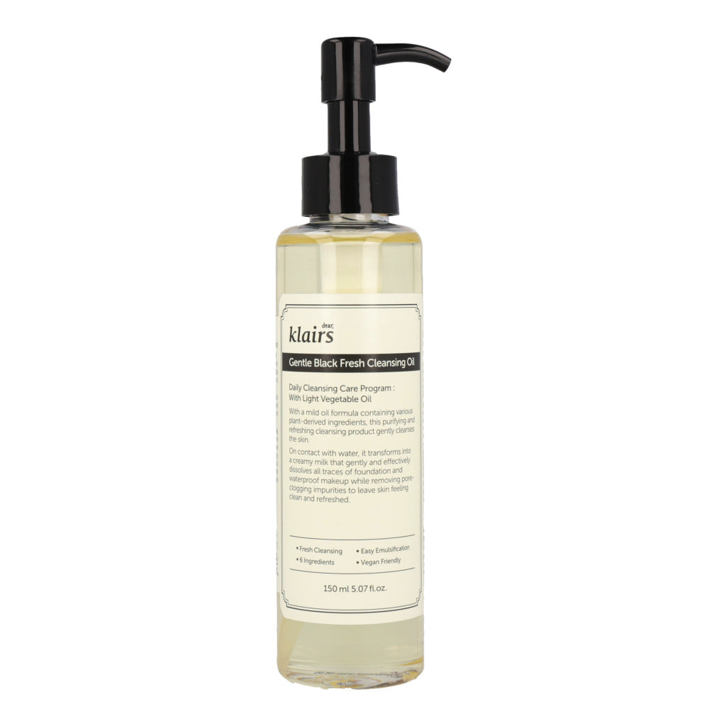 The Klairs Gentle Black Fresh Cleansing Oil is a soothing and effective cleansing oil designed to remove makeup, dirt, and impurities while being gentle on the skin.