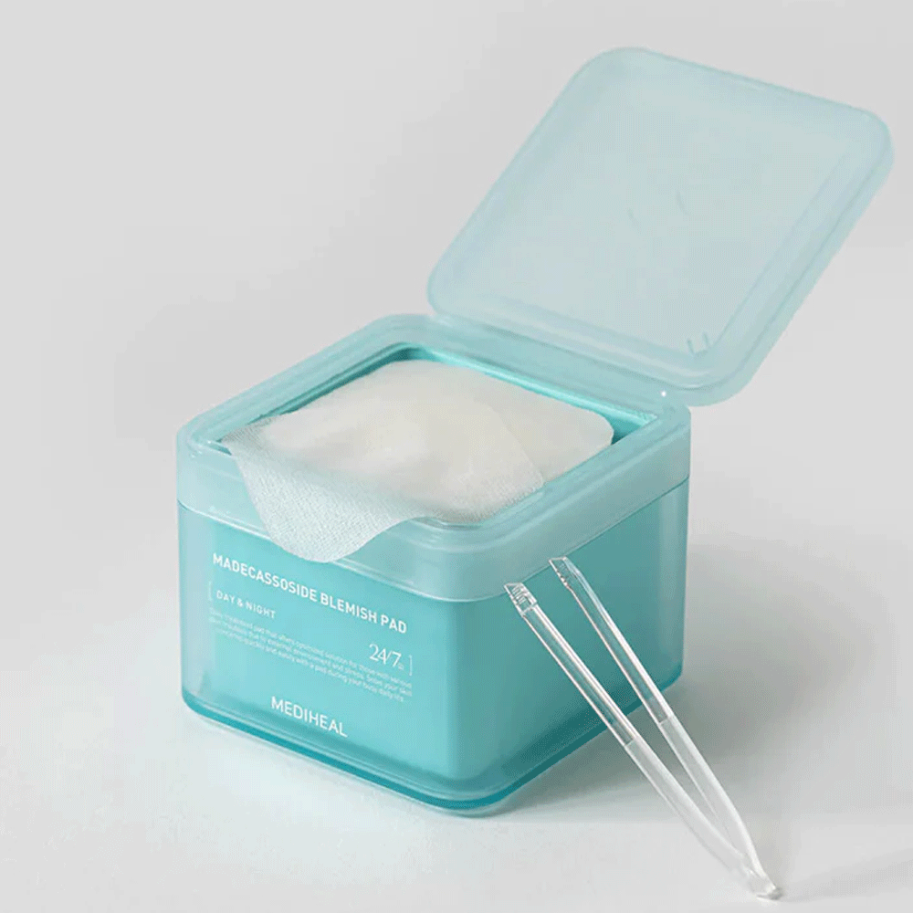 MEDIHEAL Madecassoside Blemish Pad 100 Pads - helps to soothe irritated skin and reduce redness,