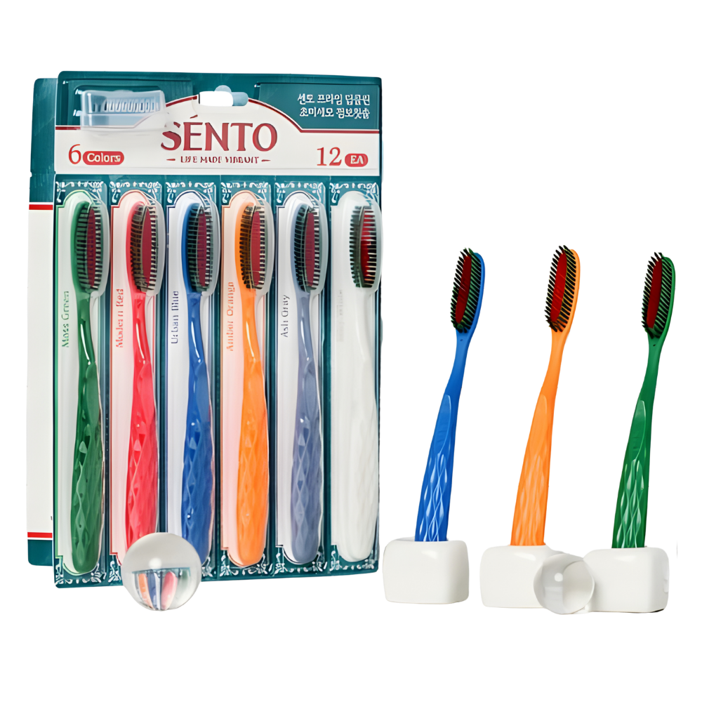 SENTO Prime Deep Clean Ultra-Fine Bristle Jumbo Toothbrush - 12 Pack