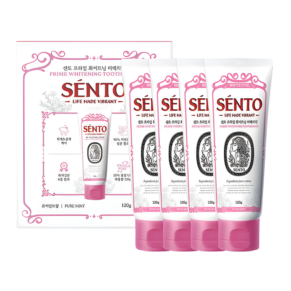 SENTO Prime Whitening Care Toothpaste (Pure Mint Flavor) - 4 Pack (120g x 4)