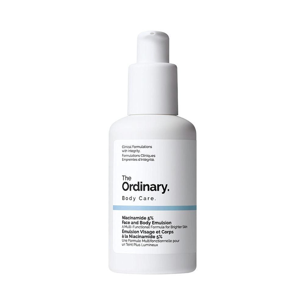 The Ordinary Niacinamide 5% Face & Body Emulsion 100ml is a multi-purpose skincare treatment designed to improve the overall appearance of skin on both the face and body.