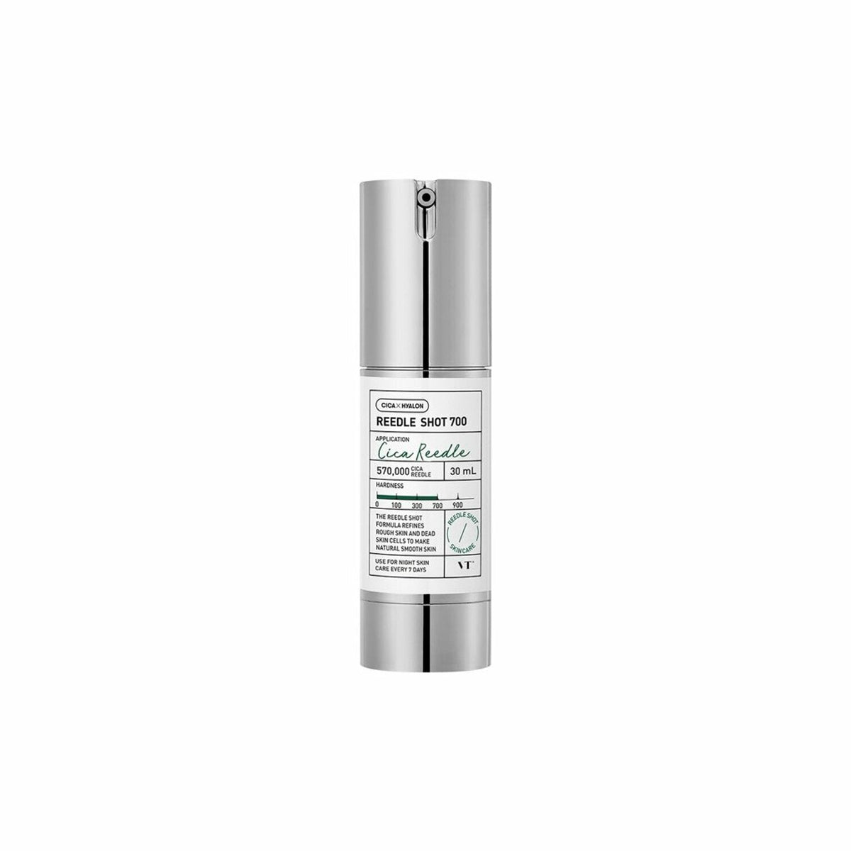 VT Cosmetics Cica Reedle Shot 700 Essence 30ml bottle, designed for skin soothing and hydration with a modern aesthetic.