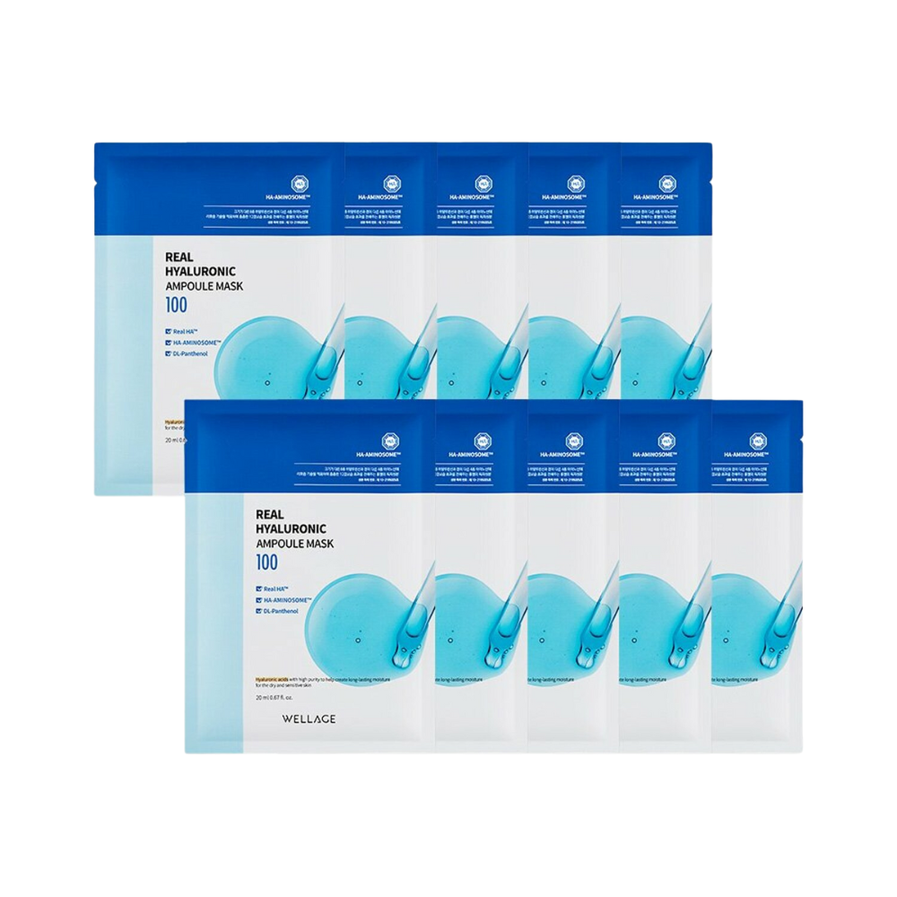 WELLAGE Real Hyaluronic Ampoule Mask 27ml*5ea (1BOX)