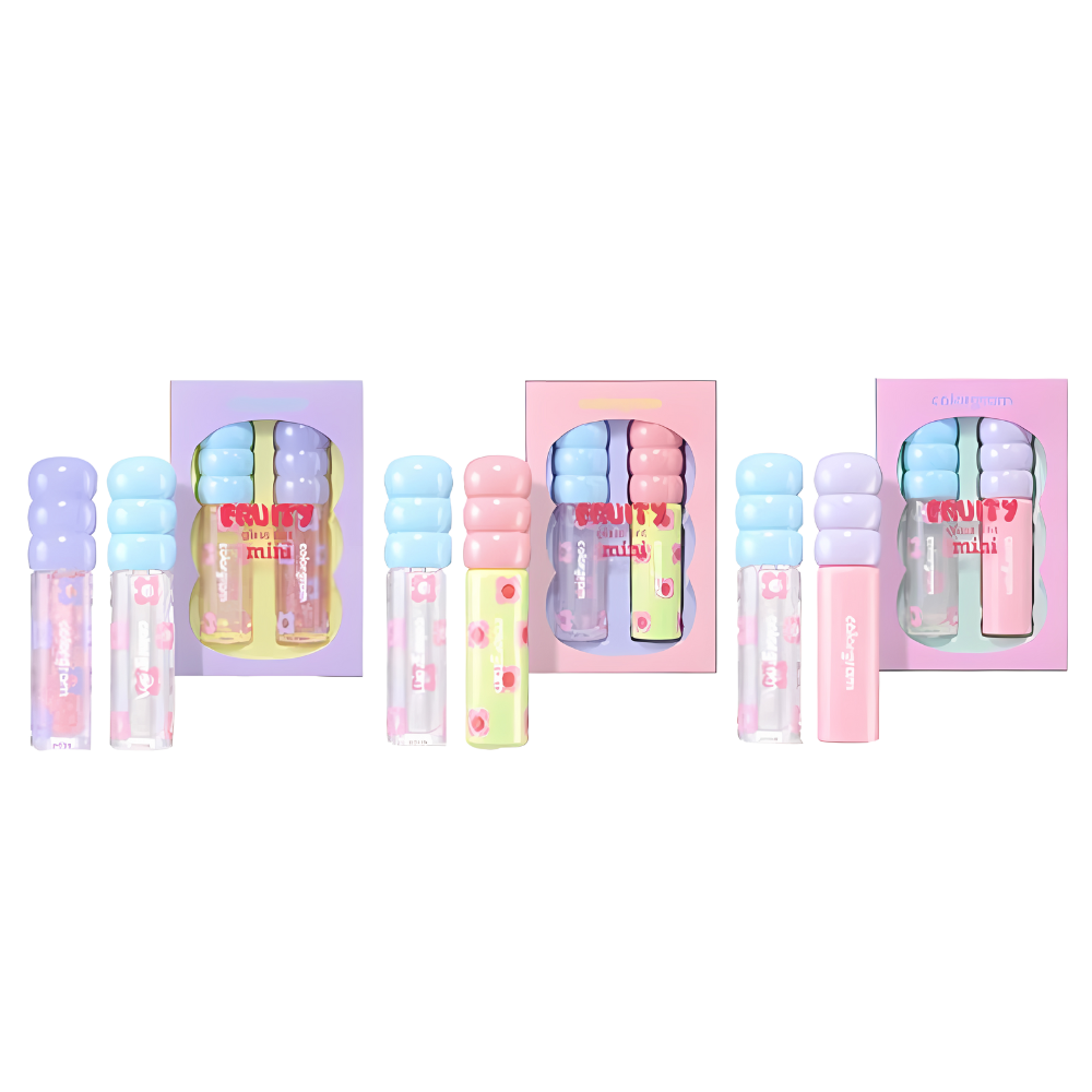 A vibrant duo of tinted glass in fruity colors, each weighing 1.6g, perfect for adding a pop of color to your look.