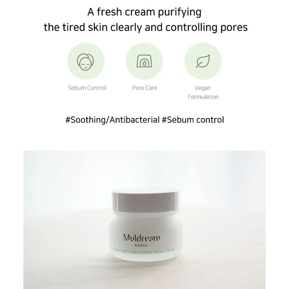 Muldream Vegan Green Mild Fresh Facial Cream 60ml