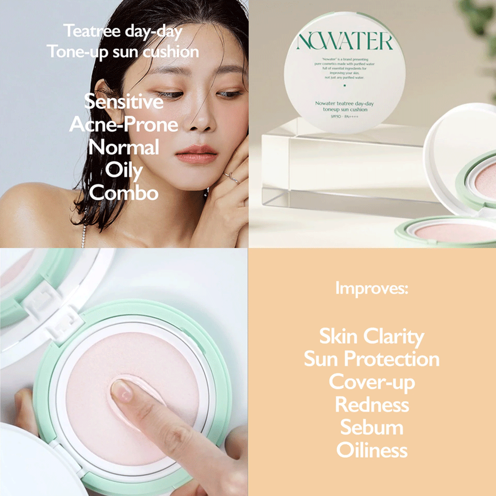 NOWATER Teatree Day-Day Toneup Sun Cushion Refill Only 25g - 2 Colors