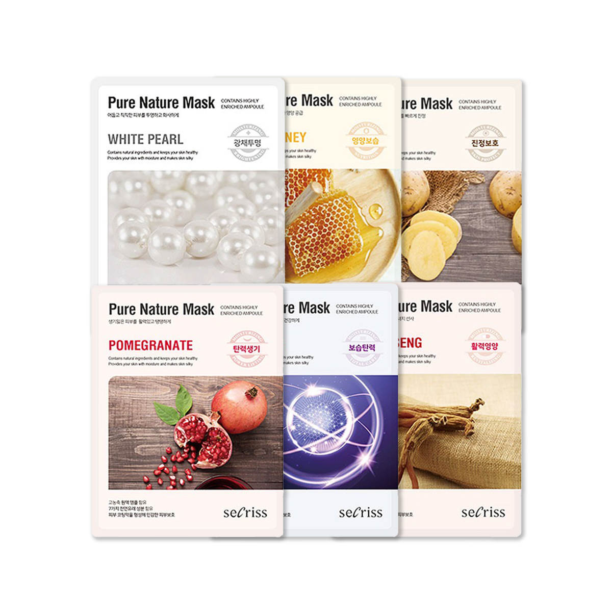 Secriss Pure Nature Mask Pack 25ml x 10ea (6 Type) - DODOSKIN
