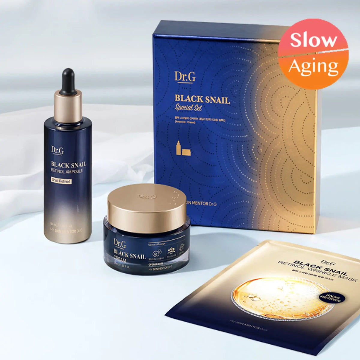 Dr.G Black Snail Retinol 3-Piece Gift Set (2 Options) (Cream 50ml + Ampoule 50ml + 1 Mask Sheet)