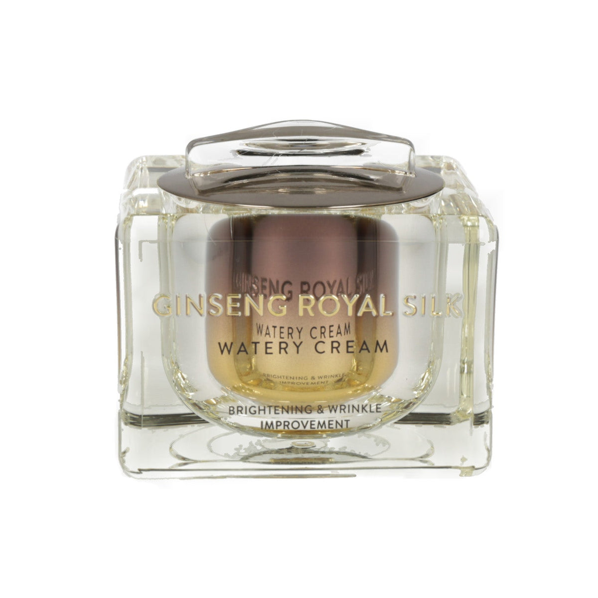 A 60g jar of Nature Republic Ginseng Gold Silk Watery Cream, a luxurious ginger royal silk water cream.