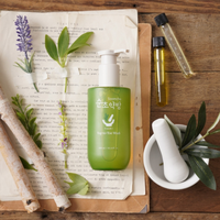 300ml Sooncho Top to Toe Wash in a clear bottle with green label and pump.