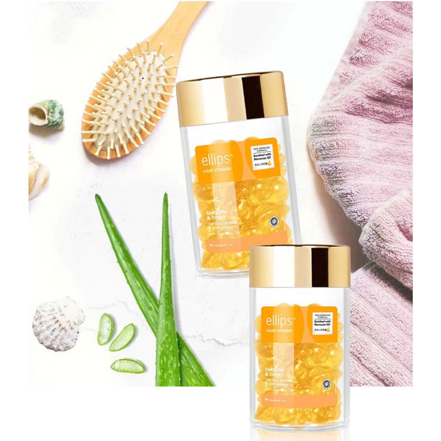 (Yellow) Hair Vitamin Smoothie & Shiny with Aloe Vera