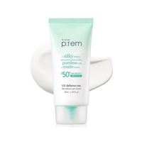 The make p:UV Defense Me. No Sebum Sun Cream SPF50+ PA++++ 50ml is a lightweight sunscreen designed to provide high sun protection while controlling excess oil and minimizing shine.
